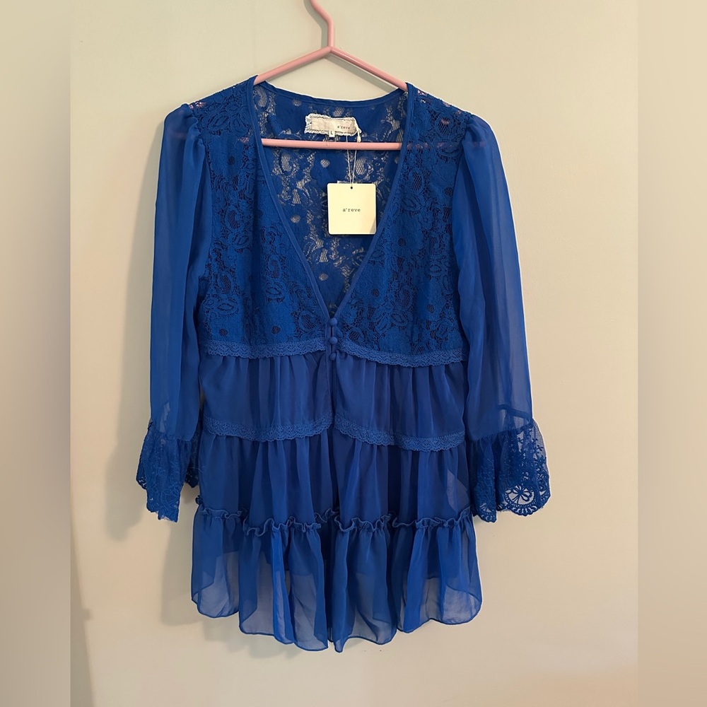 A'Reve Royal Blue Lace Blouse